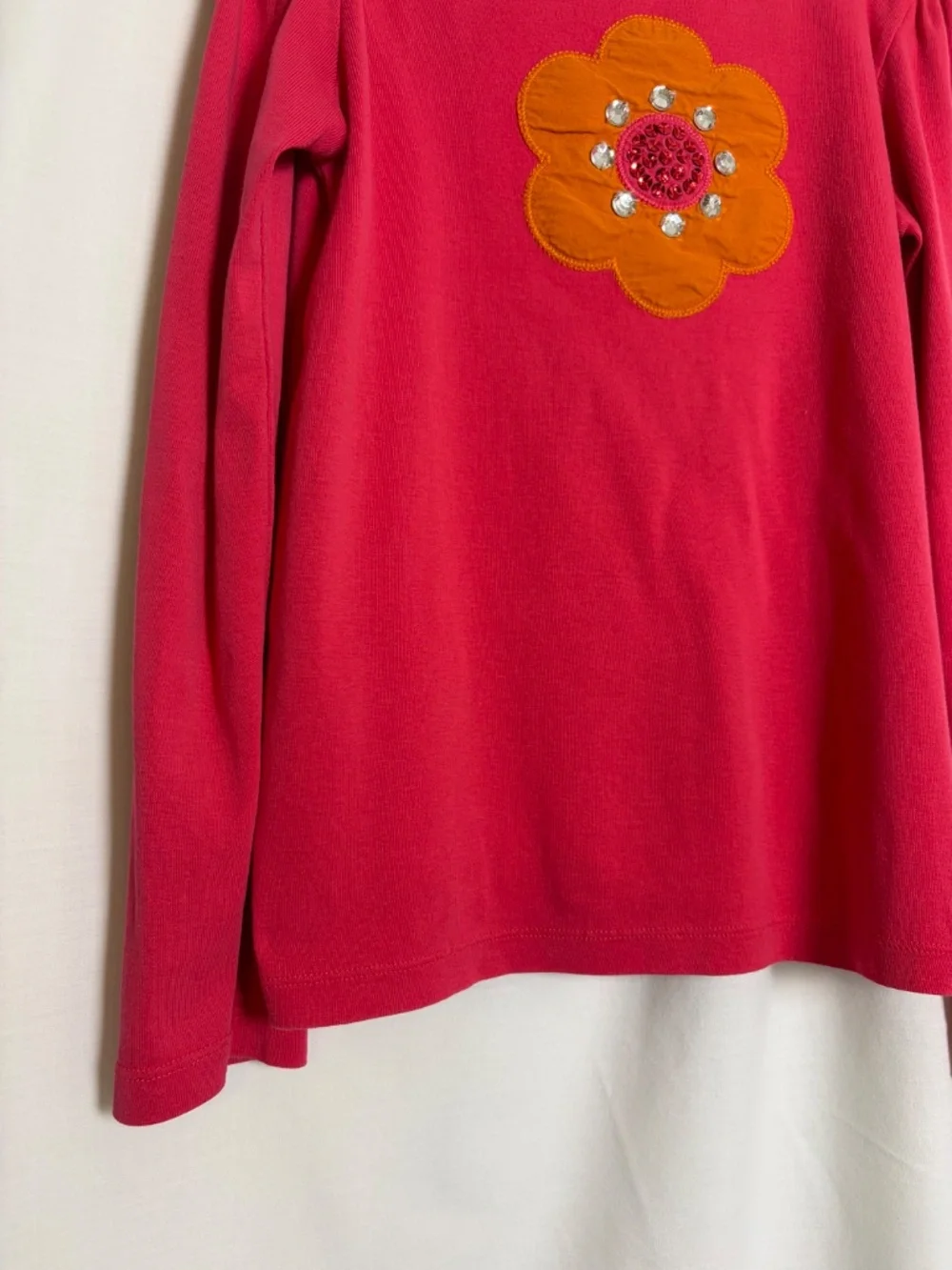 Gymboree Long Sleeve Vibrant Pink Shirt w/Orange Flower Girls 10